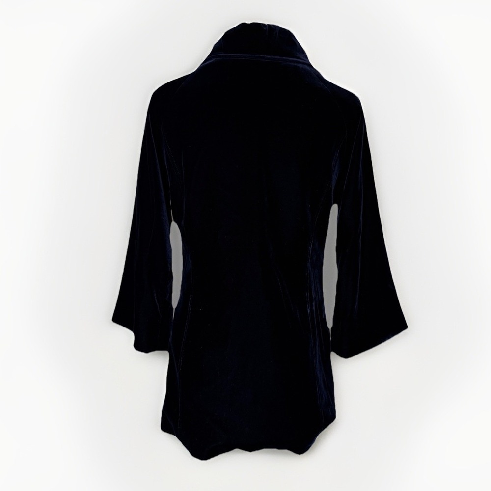 Lilly Midnight Blue Velvet Jacket Sz S Embellished Buttons Bell Sleeve Romantic - Picture 5 of 10
